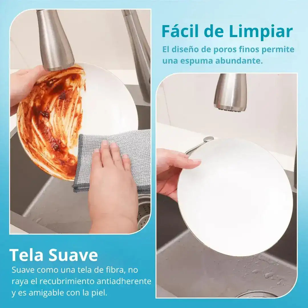 💨🛡️ Kit 12 DishMate® - Paños De Acero Sin Arañazos, Sin Olores, Limpieza En Húmedo Y Seco 🏠✨