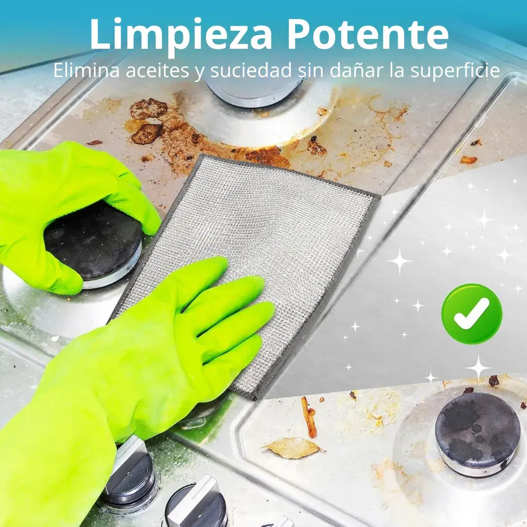 💨🛡️ Kit 12 DishMate® - Paños De Acero Sin Arañazos, Sin Olores, Limpieza En Húmedo Y Seco 🏠✨