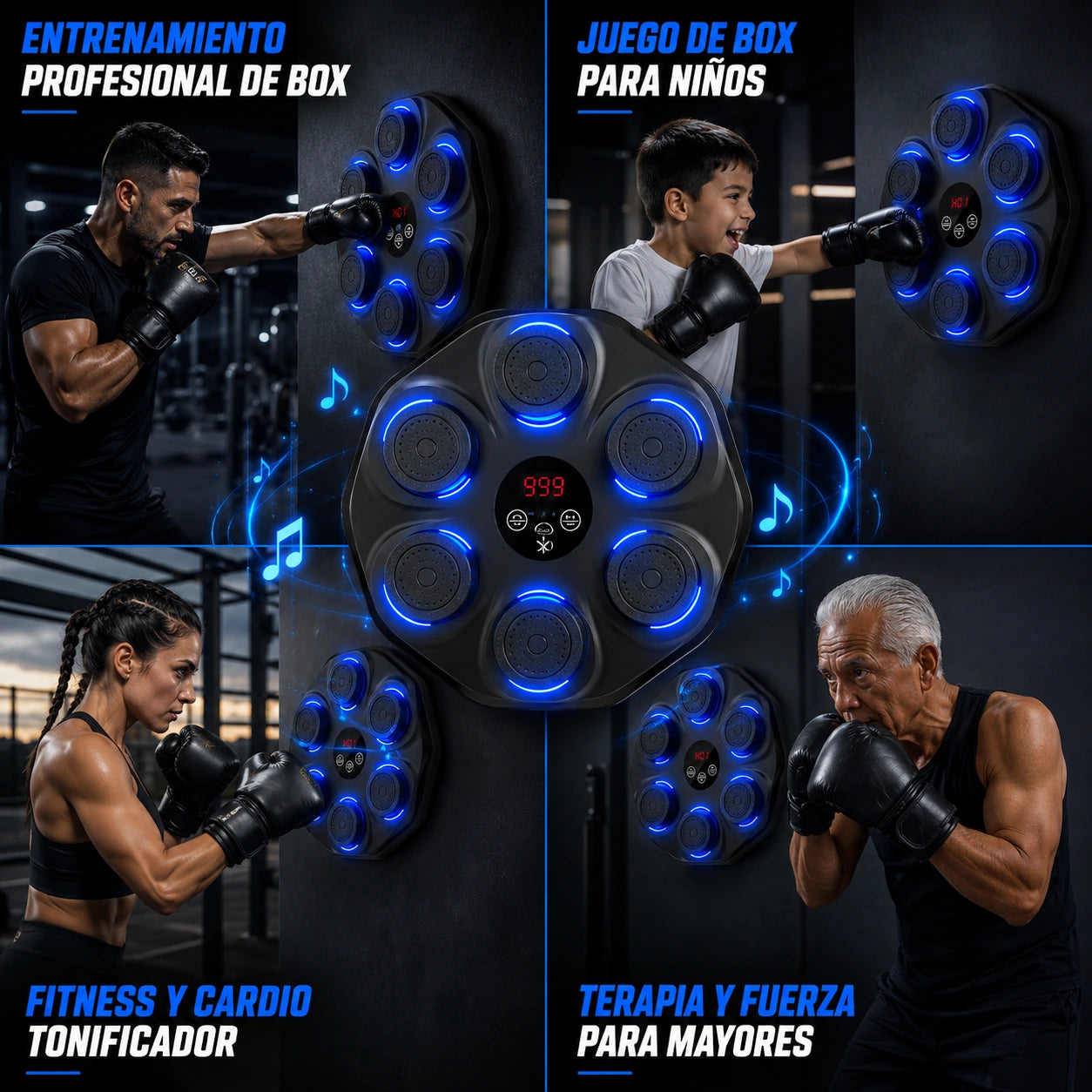 Máquina de Golpeo Interactiva con Música 🥊🔊 | Entrenador de Box para Casa con Luces y Ritmo