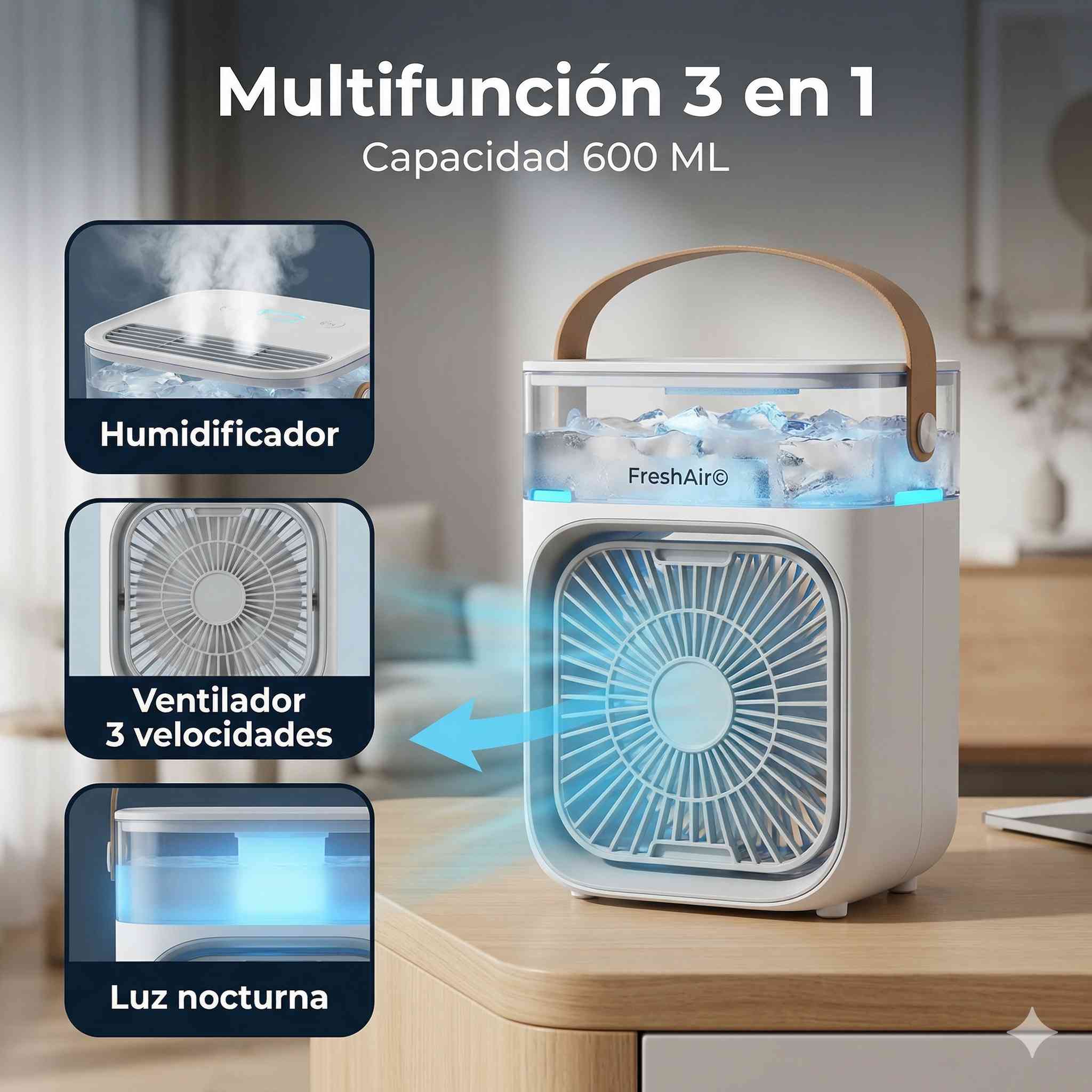 💨CoolAir™ Enfriador de Aire Portátil con Agua y Hielo - Alivio inmediato contra el calor ❄️