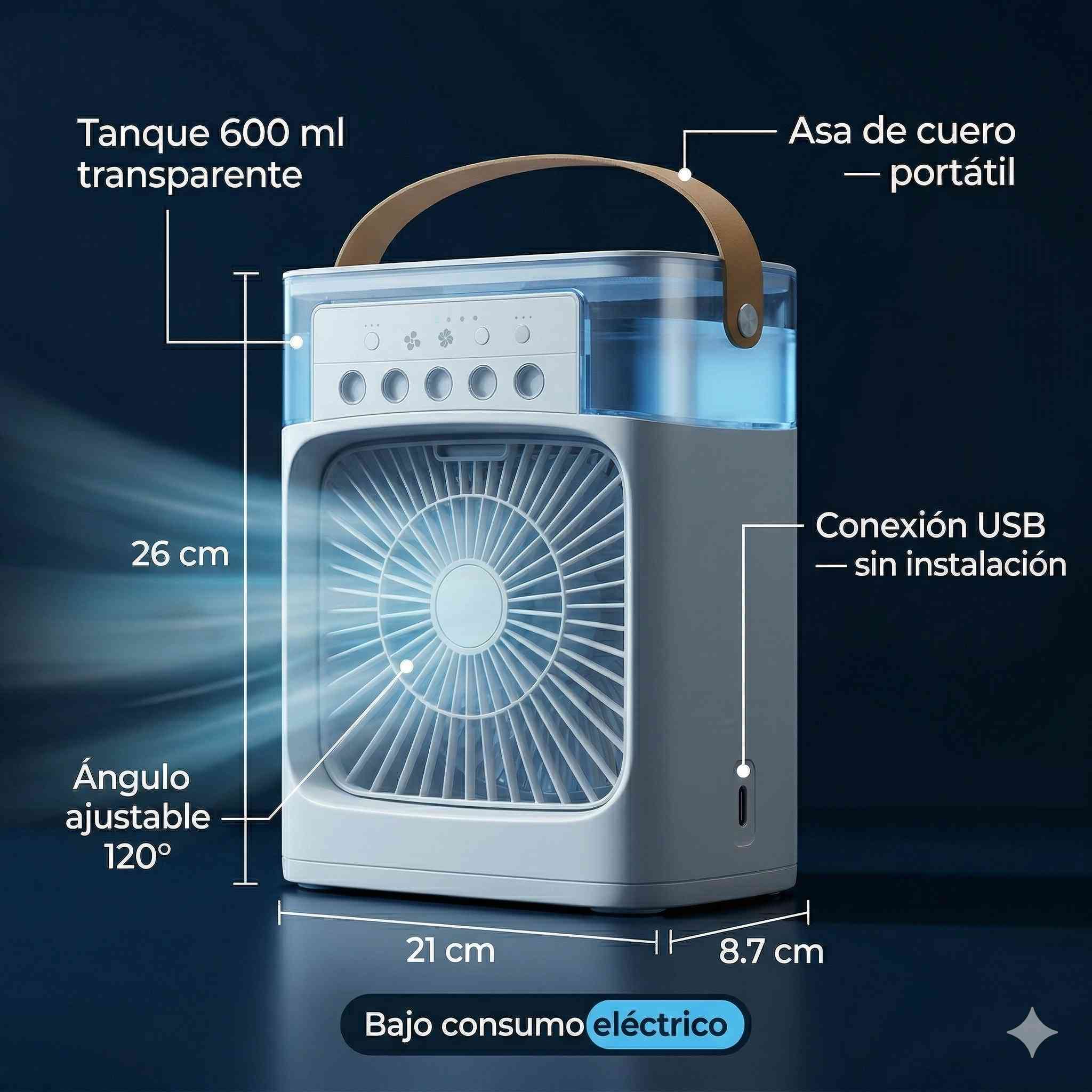 💨CoolAir™ Enfriador de Aire Portátil con Agua y Hielo - Alivio inmediato contra el calor ❄️